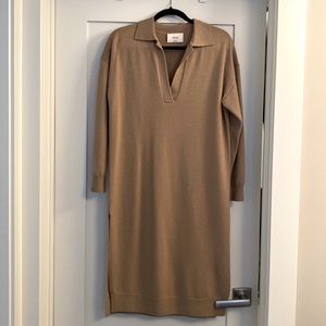 Wilfred 100% Merino Wool Polo Midi Dress - Camel Size XS
